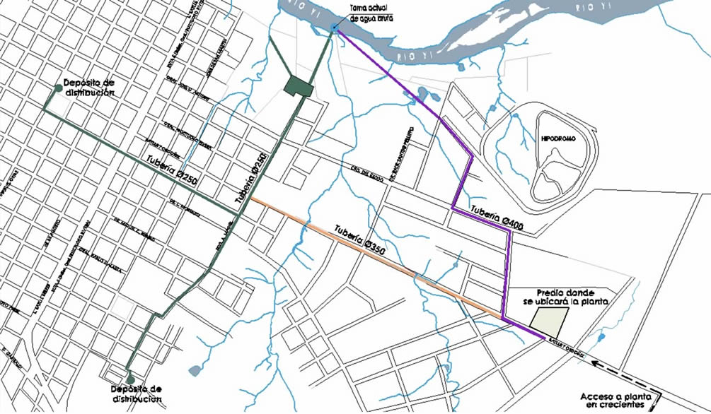 Mapa con ubicación de Planta Potabilizadora Nueva